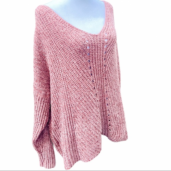 Emmer & Oat Deep V Neck Chenille Sweater - Picture 2 of 4